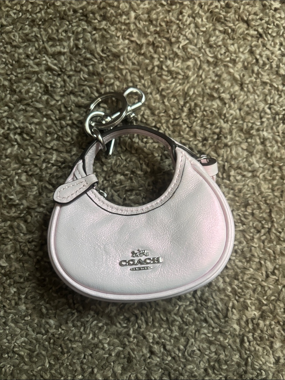 Coach Light Pink Crescent Mini Bag Charm Keyring